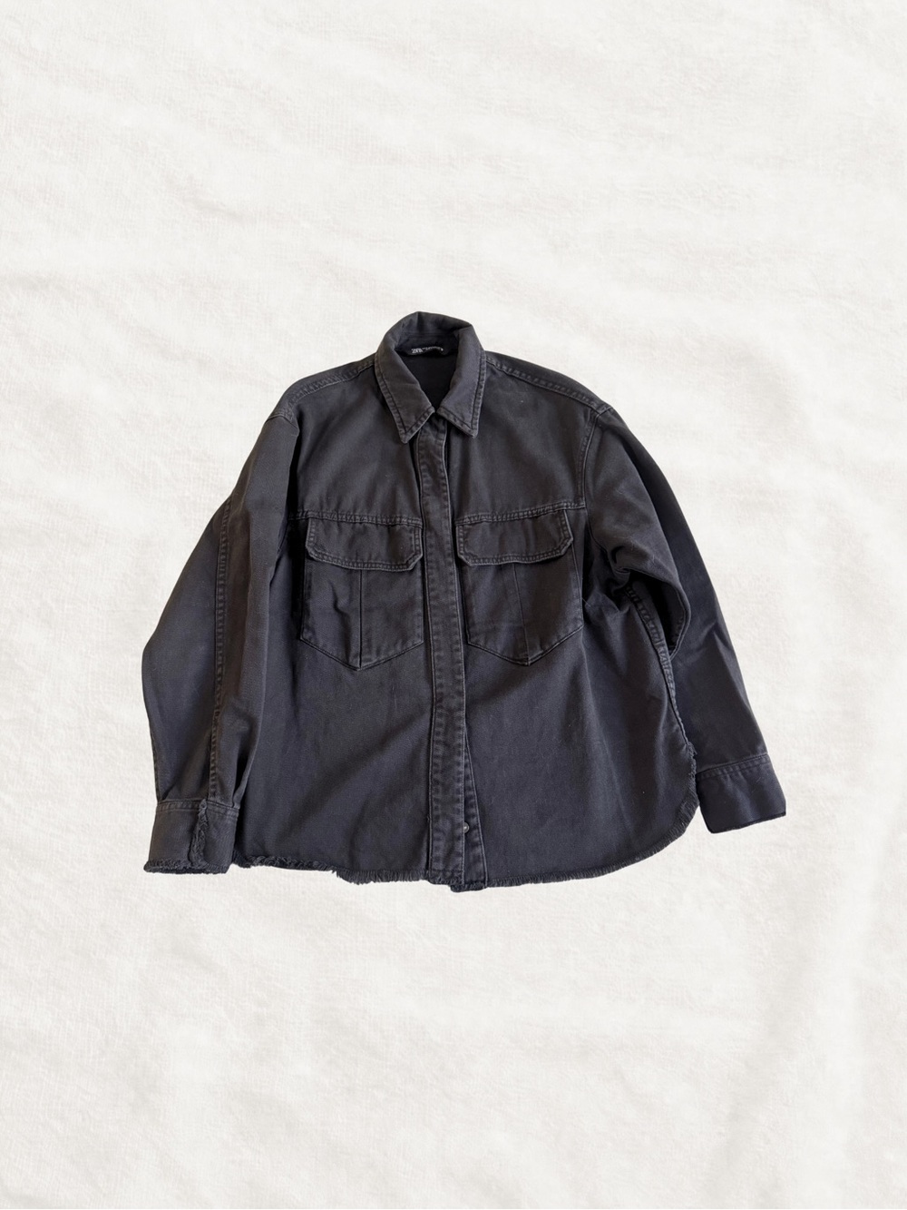 Zara Women's Black Utility Jacket with Chest Pockets